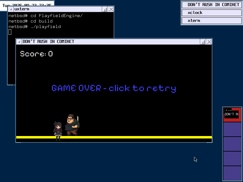 Playfield Engine running on NetBSD